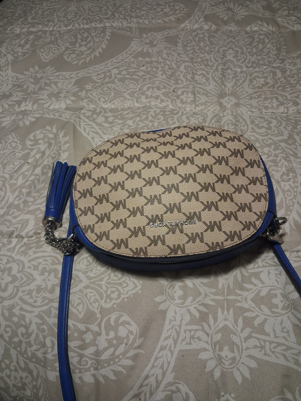 Michael Kors Blue and Beige Signature Crossbody Bag